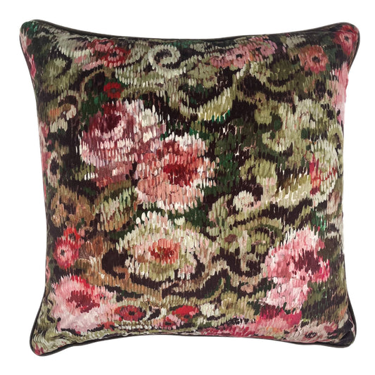 Decorative pillow with floral pattern on a white background