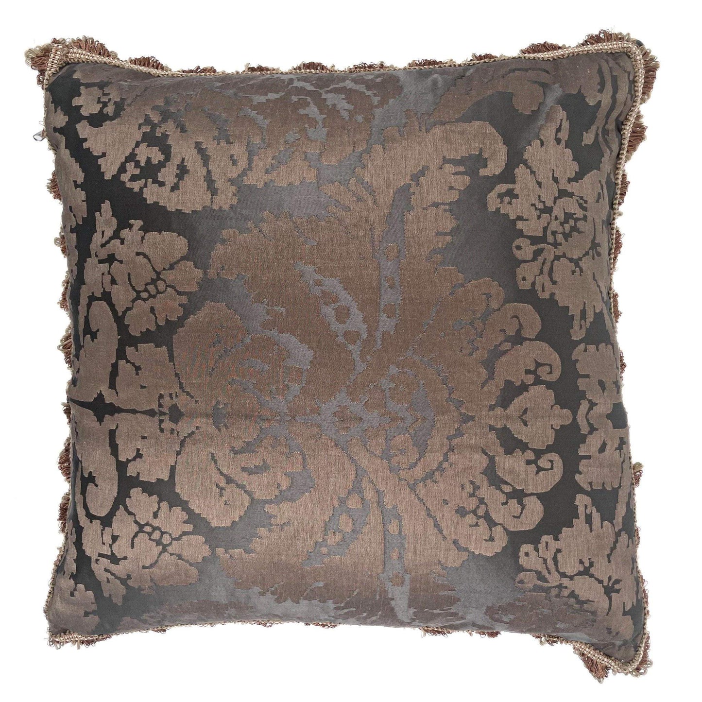 Decorative pillow with floral pattern on a white background