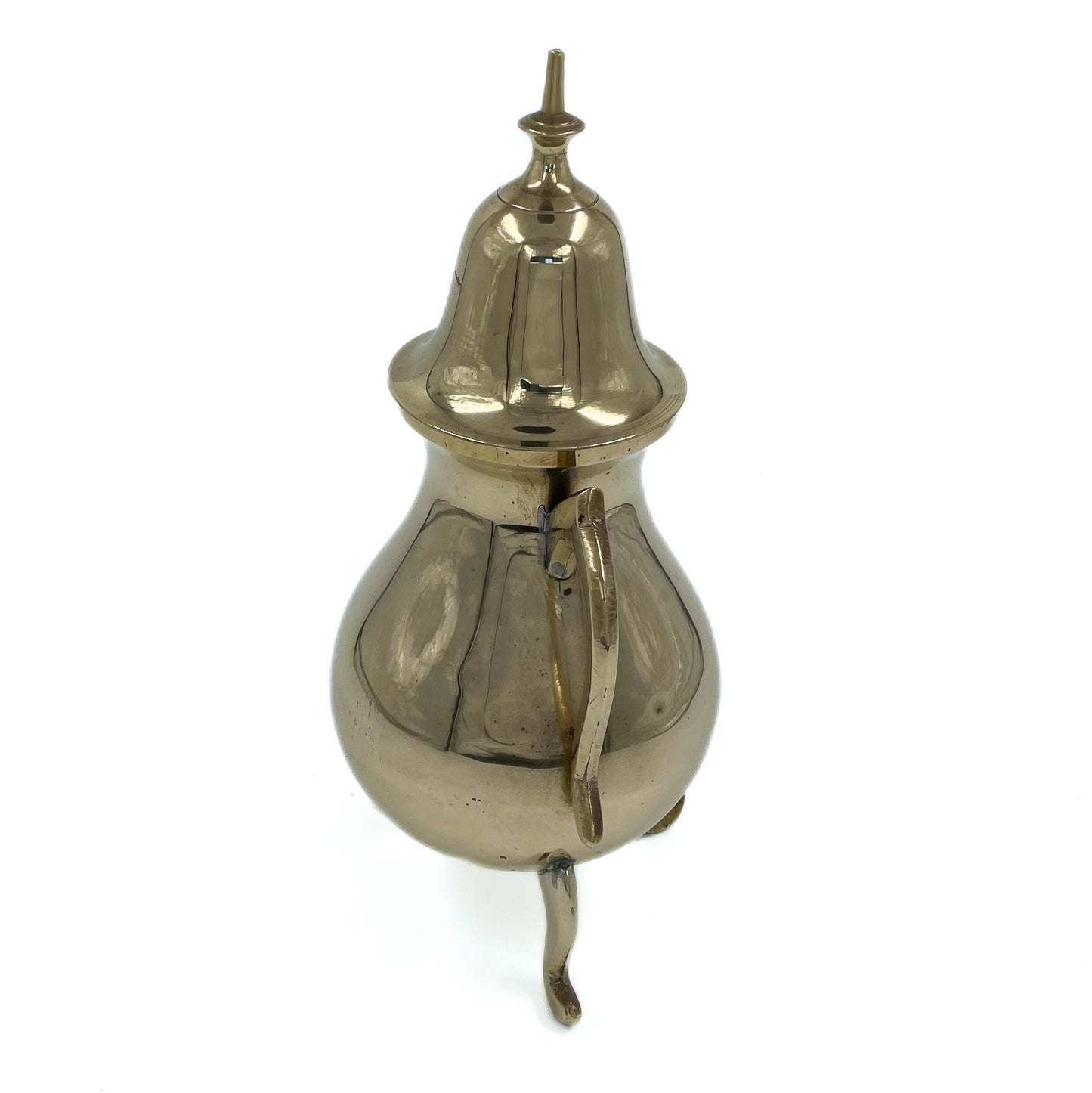 An elegant vintage brass Samovar viewed from the back