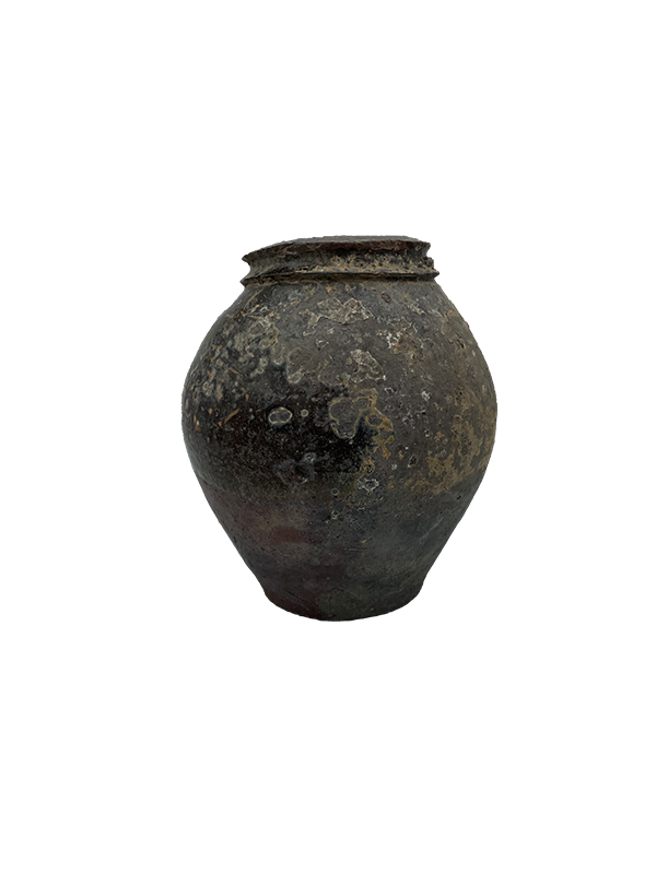 Antique Chinese stoneware pot on a white background