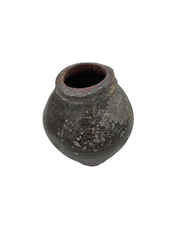 Antique Chinese stoneware pot on a white background