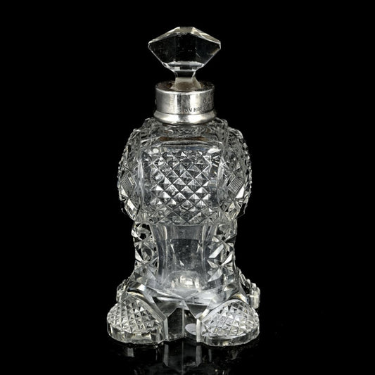 A rare and regal Georgian antique perfume bottle, hallmarked and inscribed