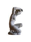 White blanc de Chine porcelain statue of a nude figure on a white background