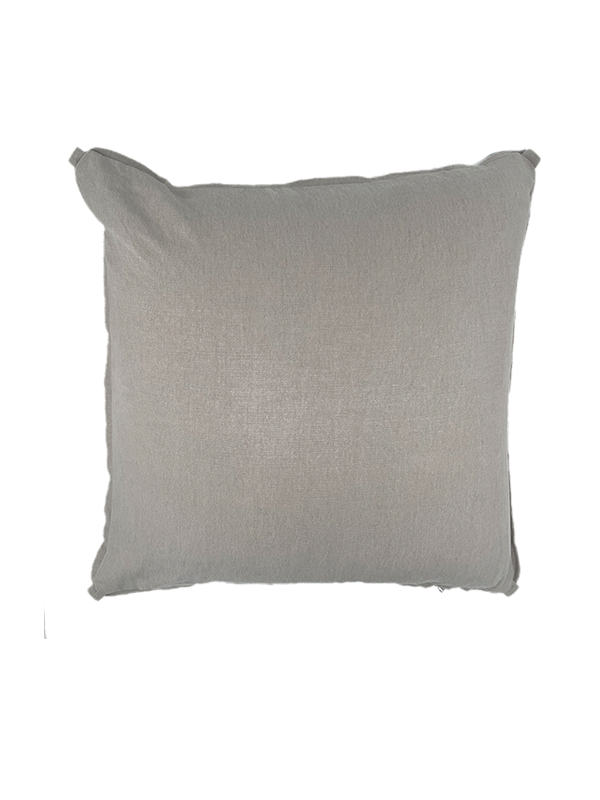Beige Linen scatter cushion back view on a white background