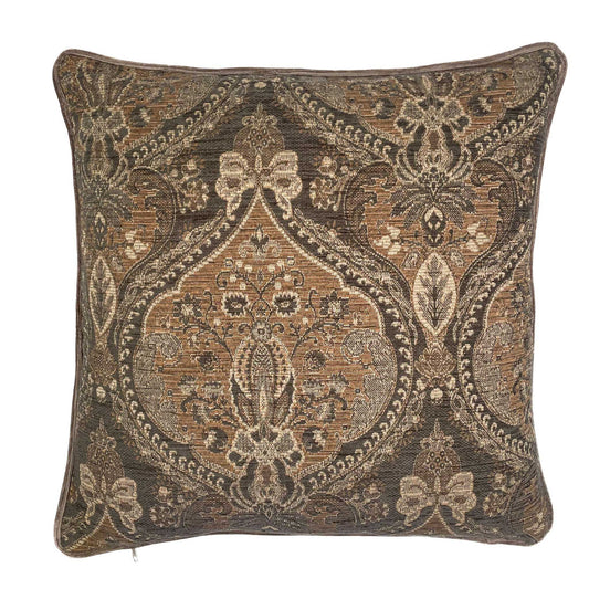 Decorative pillow with intricate paisley pattern on a white background