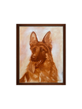 Framed painting of a German Shepherd dog on a beige background