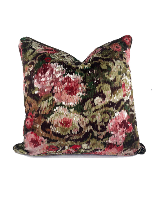 Decorative floral scatter cushion pillow with floral pattern on a white background
