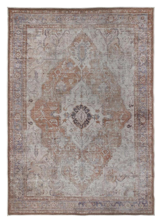 Modern Persian inspired rug with a vintage appeal in neutral tones with hints of red and rust colour