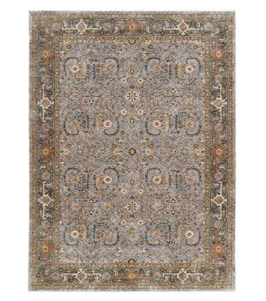Decorative rug with intricate patterns on a plain background