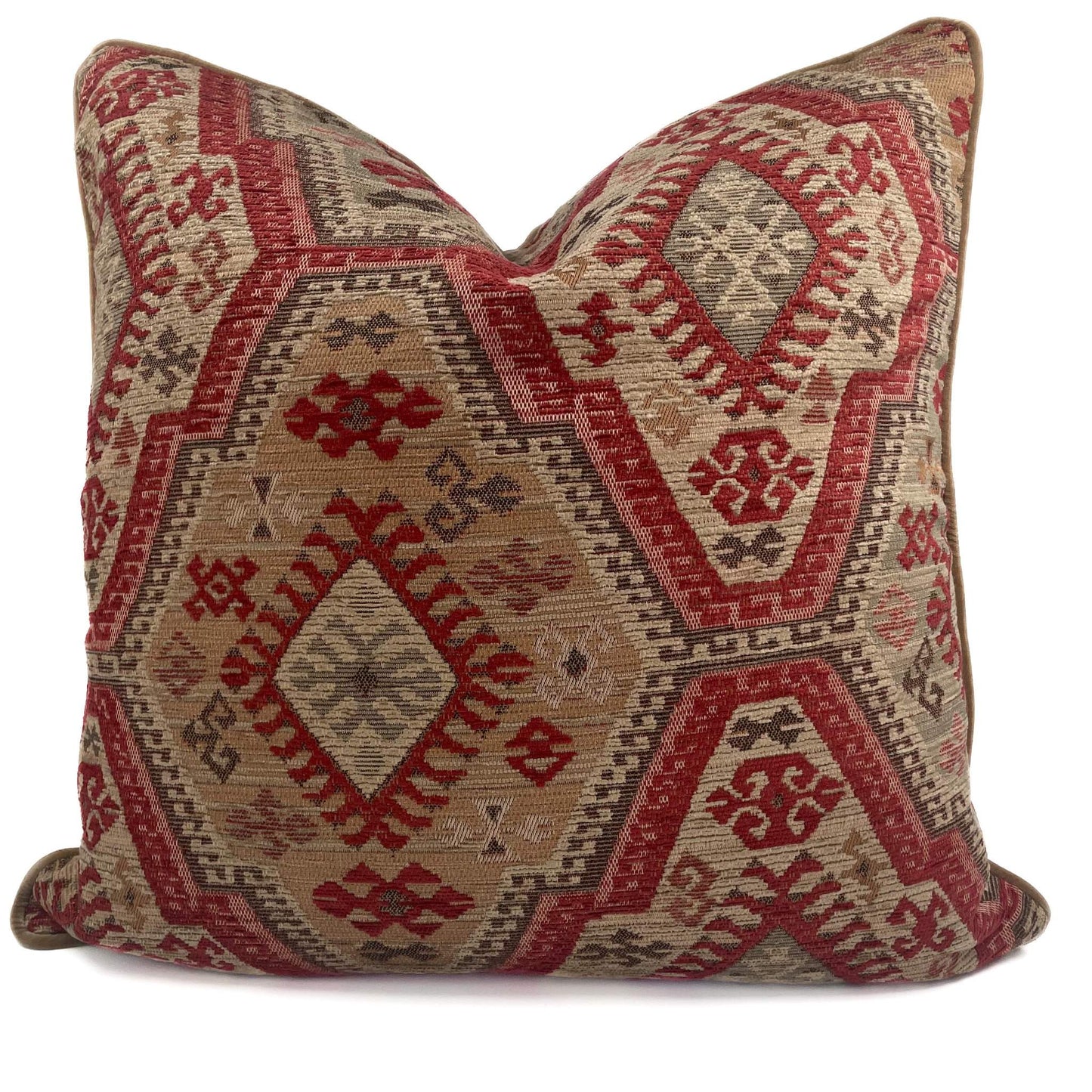 Decorative pillow with geometric pattern on a white background
