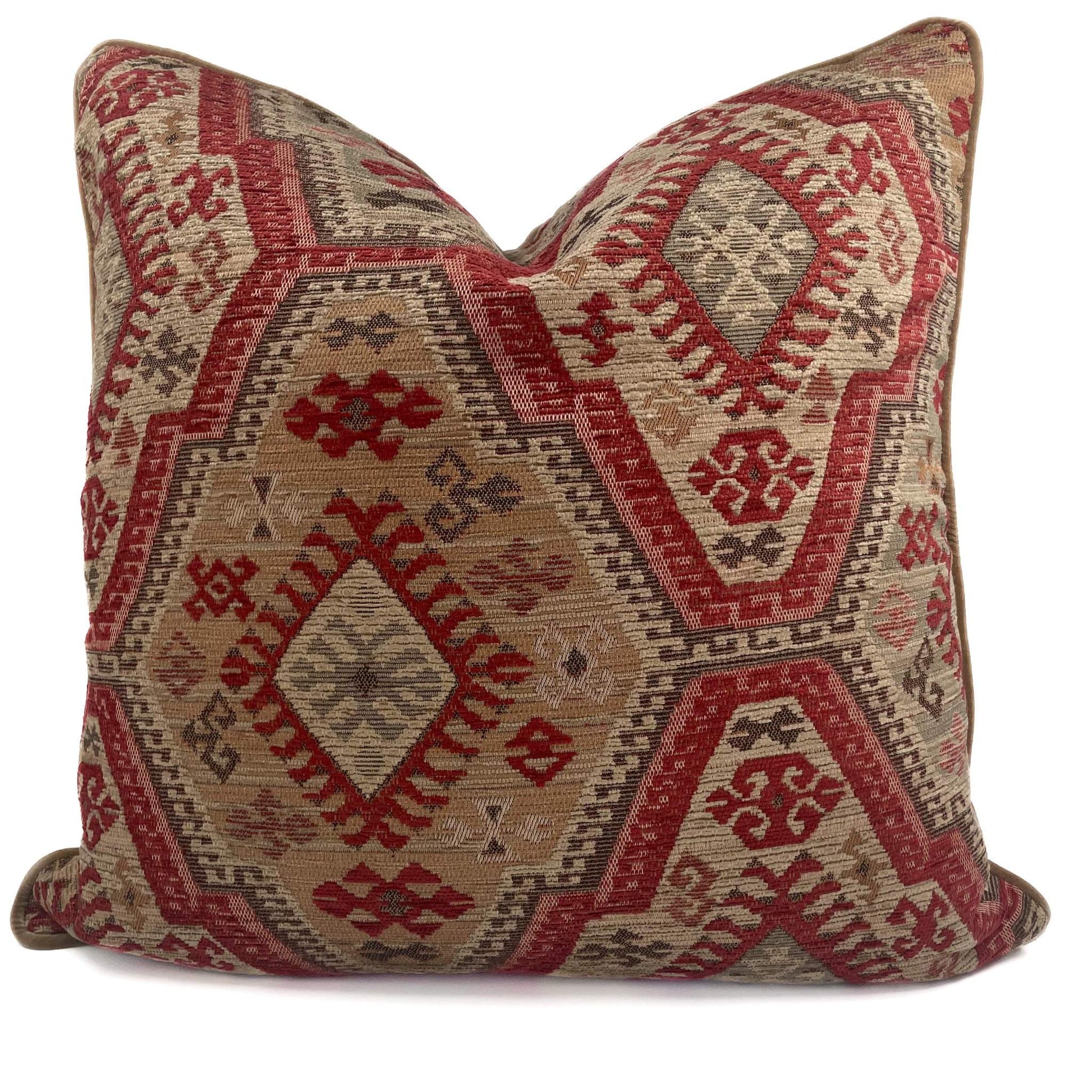 Decorative pillow with geometric pattern on a white background