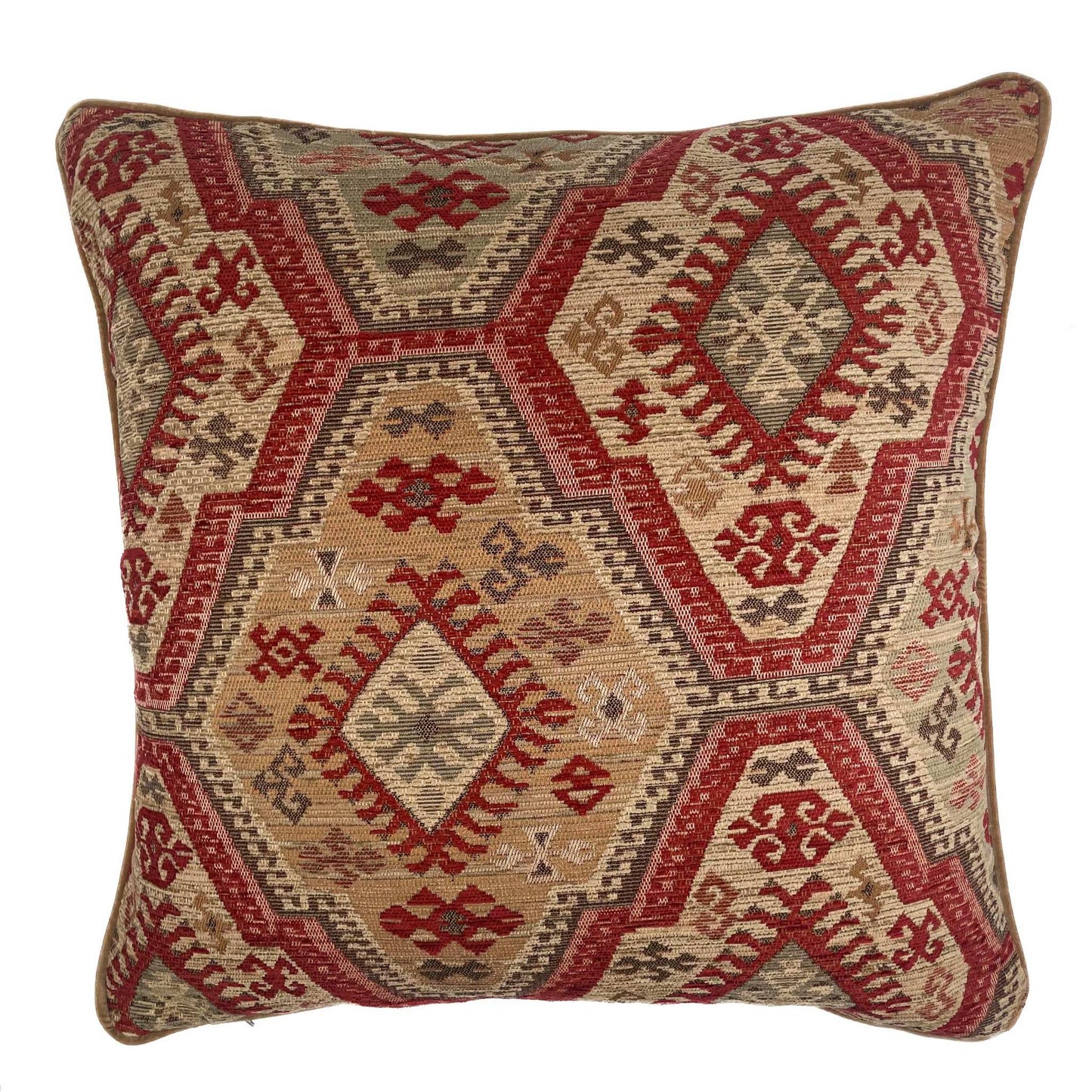 Decorative pillow with geometric pattern on a white background