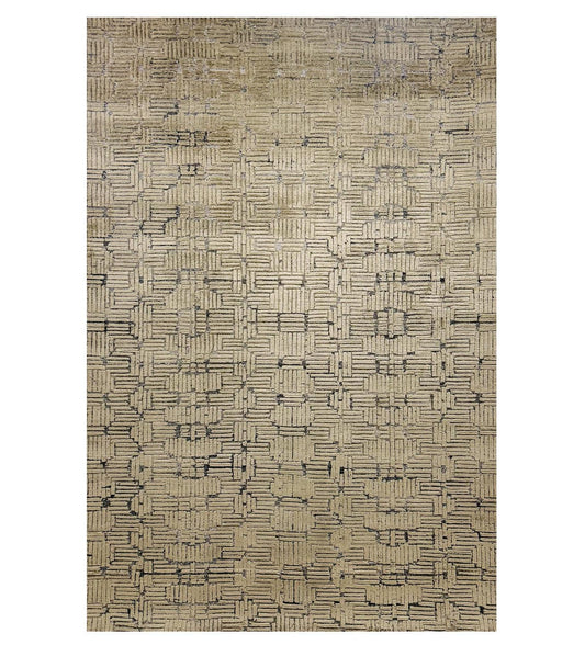 Textured area rug with geometric pattern on a white background