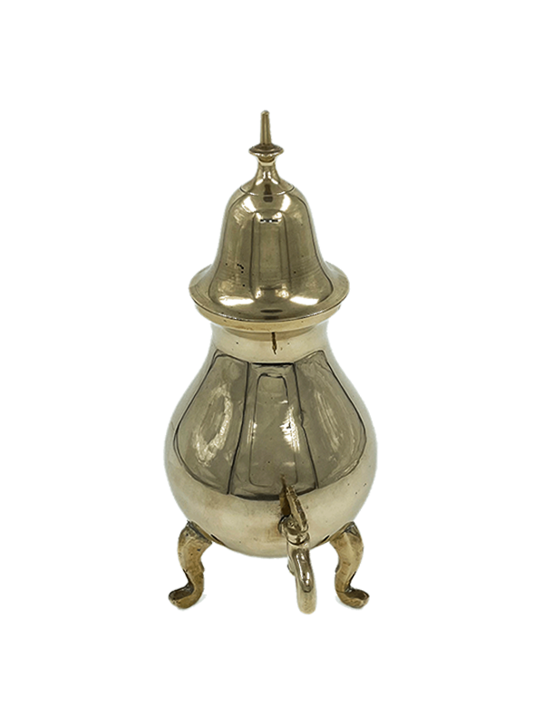 Vintage brass samovar coffee pot on a white background