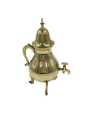 Vintage brass samovar coffee pot on a white background